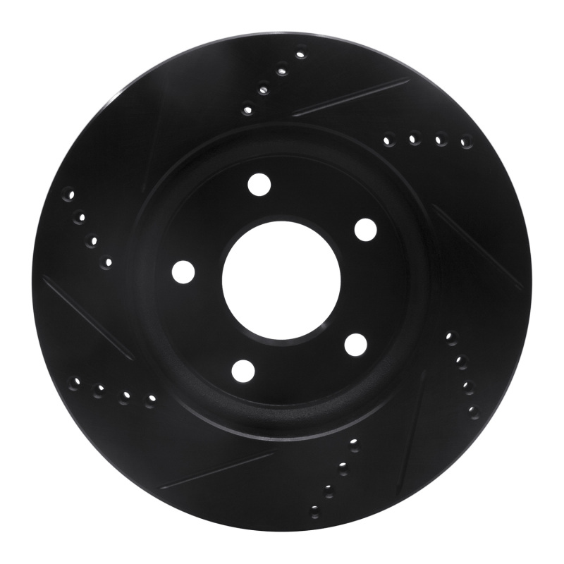 Dodge Caliber Brake Rotor (1) - Front Right - R1 Concepts - Drilled & Slotted - Black - `07-`17